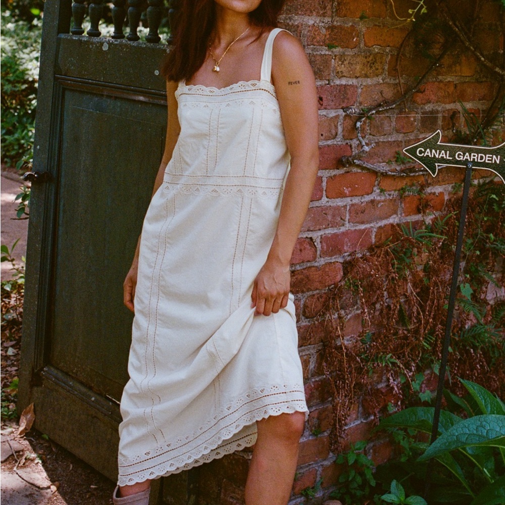 Aerie Ivory Lace Midi Dress